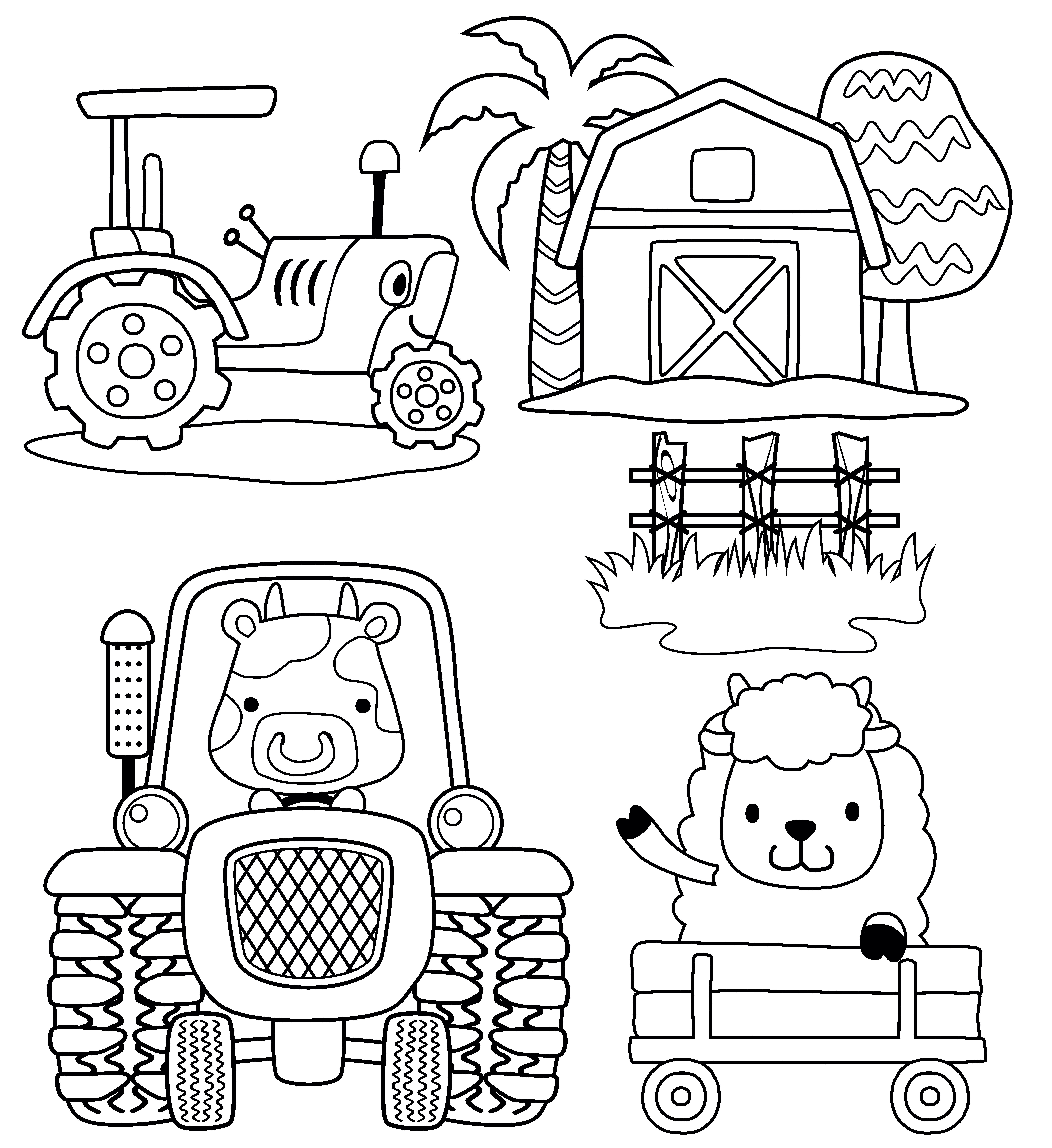 Printable Farm Coloring Pages For Kids. That Farm needs some color!