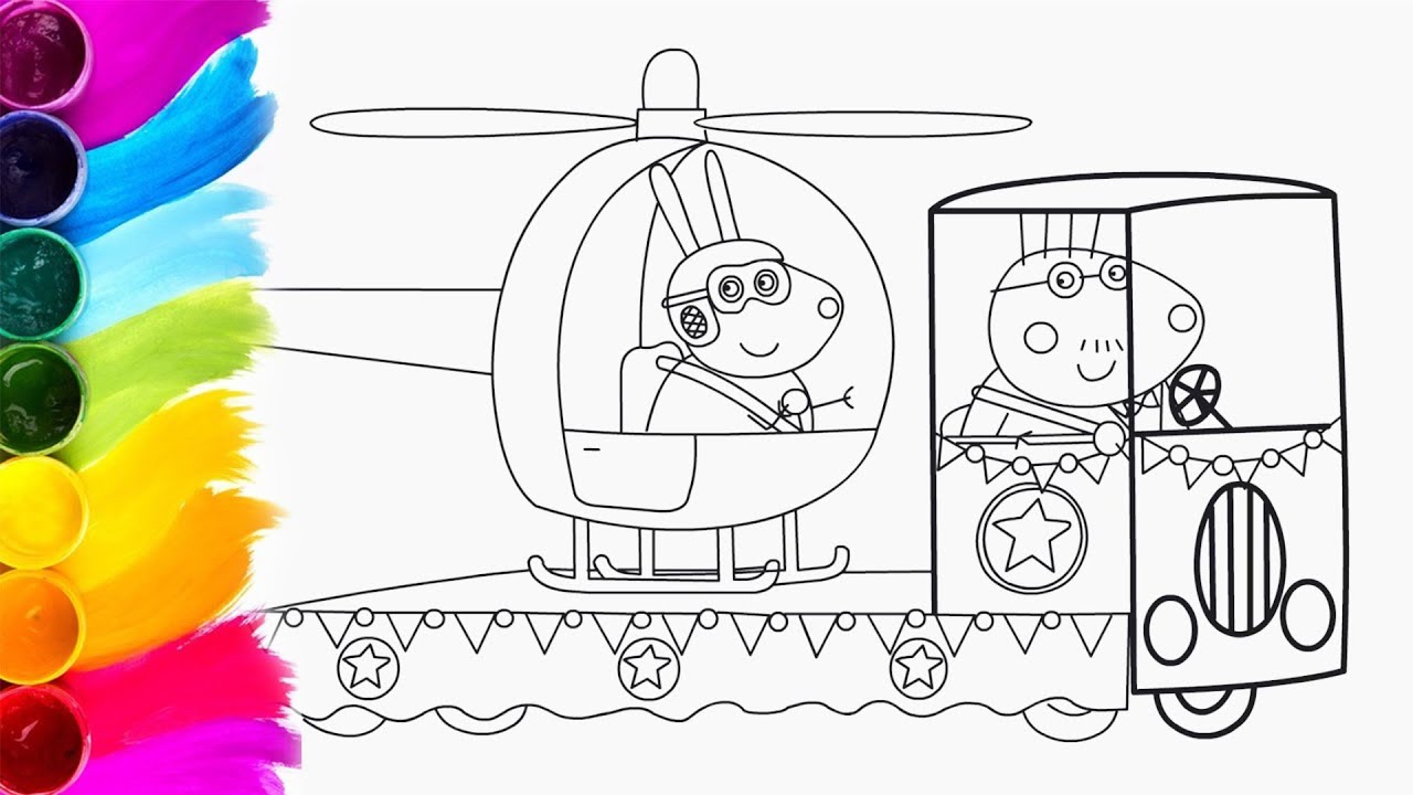 How to Draw Peppa Pig The Carnival Miss Rabbit Coloring Pages Colors For  Kids - YouTube