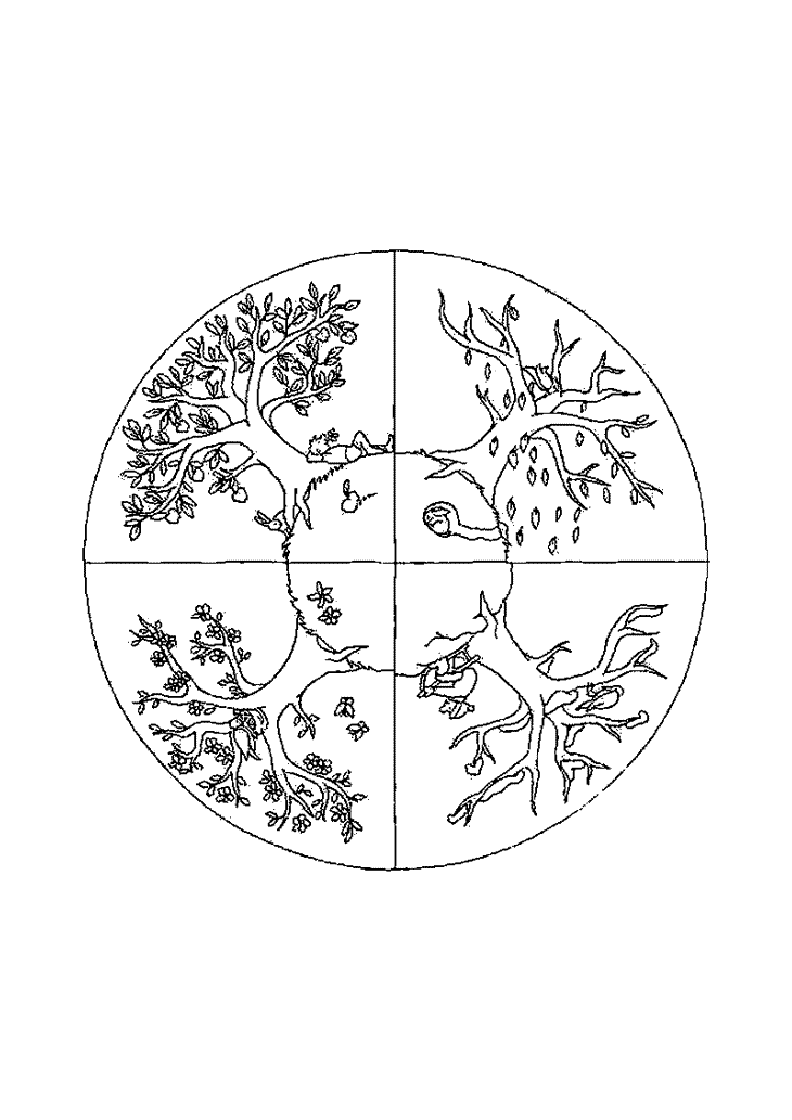 4 seasons free to color for children - 4 Seasons Kids Coloring Pages