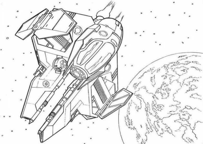 Spaceship Coloring Pages : Simple Millenium Falcon Star Wars Ship ...