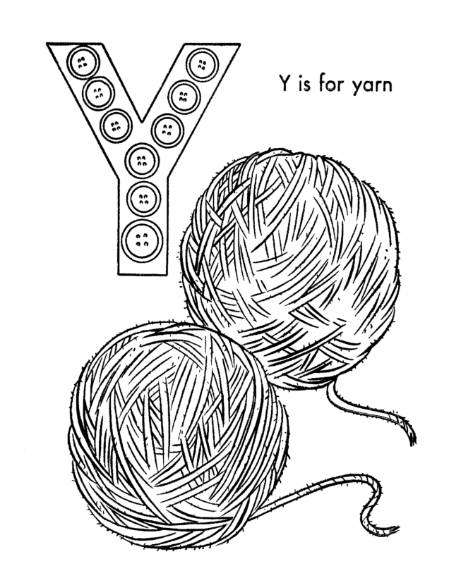 ABC Alphabet Coloring Sheets - ABC Yarn - Objects coloring page ...