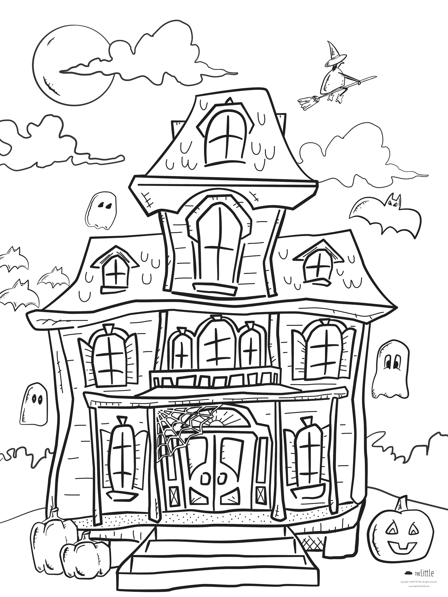 Giant Haunted House Coloring Page [Digital Download] — THE little