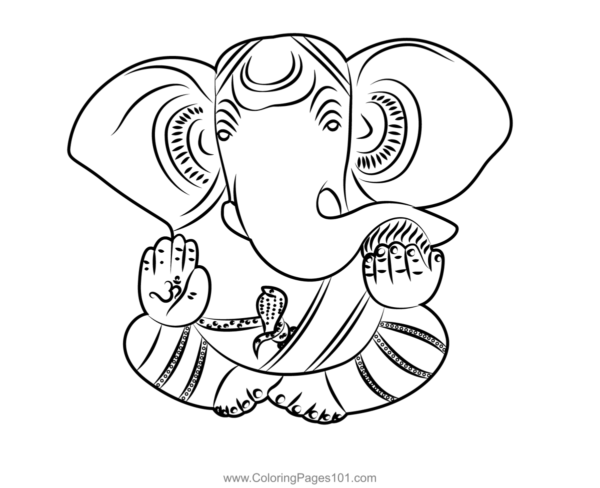 Lord Ganesha Coloring Page for Kids - Free Hindu Gods Printable Coloring  Pages Online for Kids - ColoringPages101.com | Coloring Pages for Kids