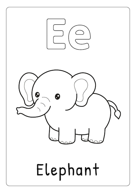 Premium Vector | Alphabet letter e for elephant coloring page for kids