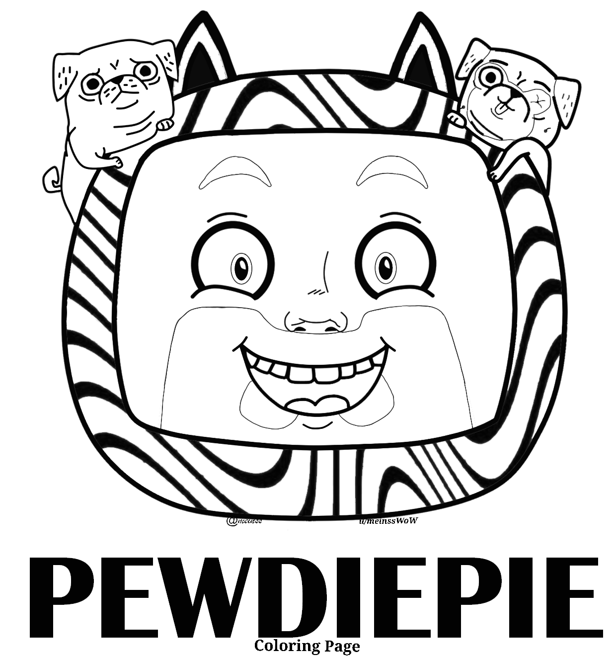 Made a coloring page for our new viewers. Original art by u/meinssWoW :  r/PewdiepieSubmissions