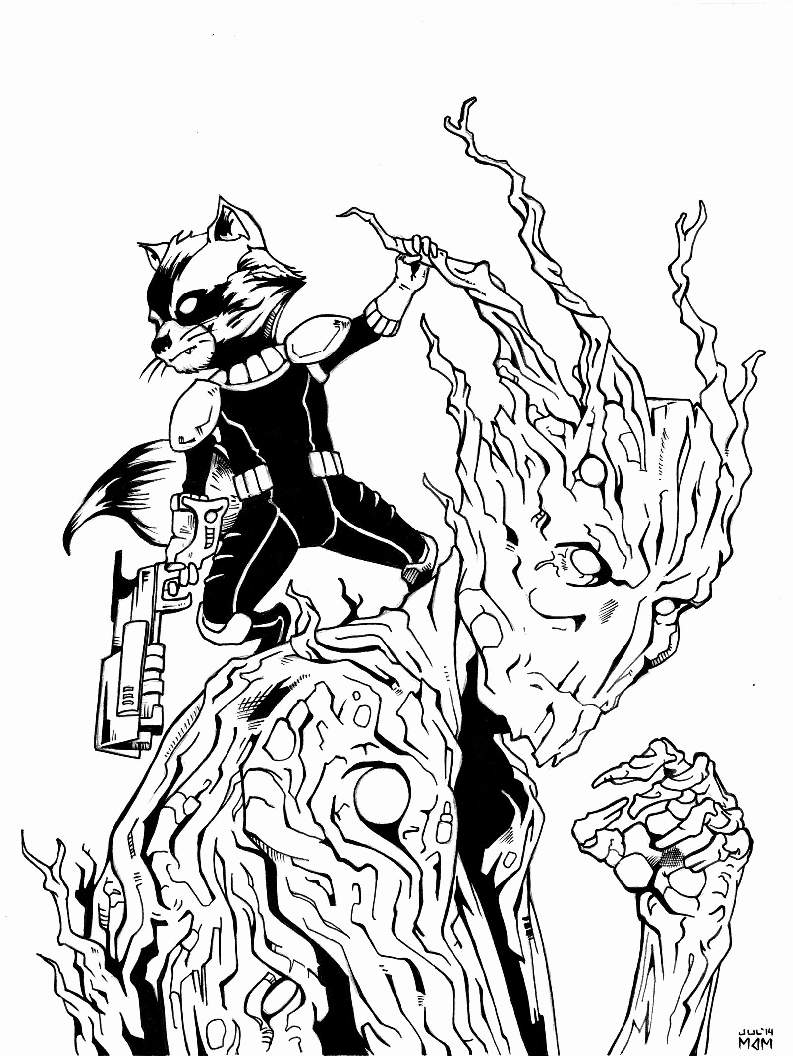 Rocket And Groot Coloring Pages