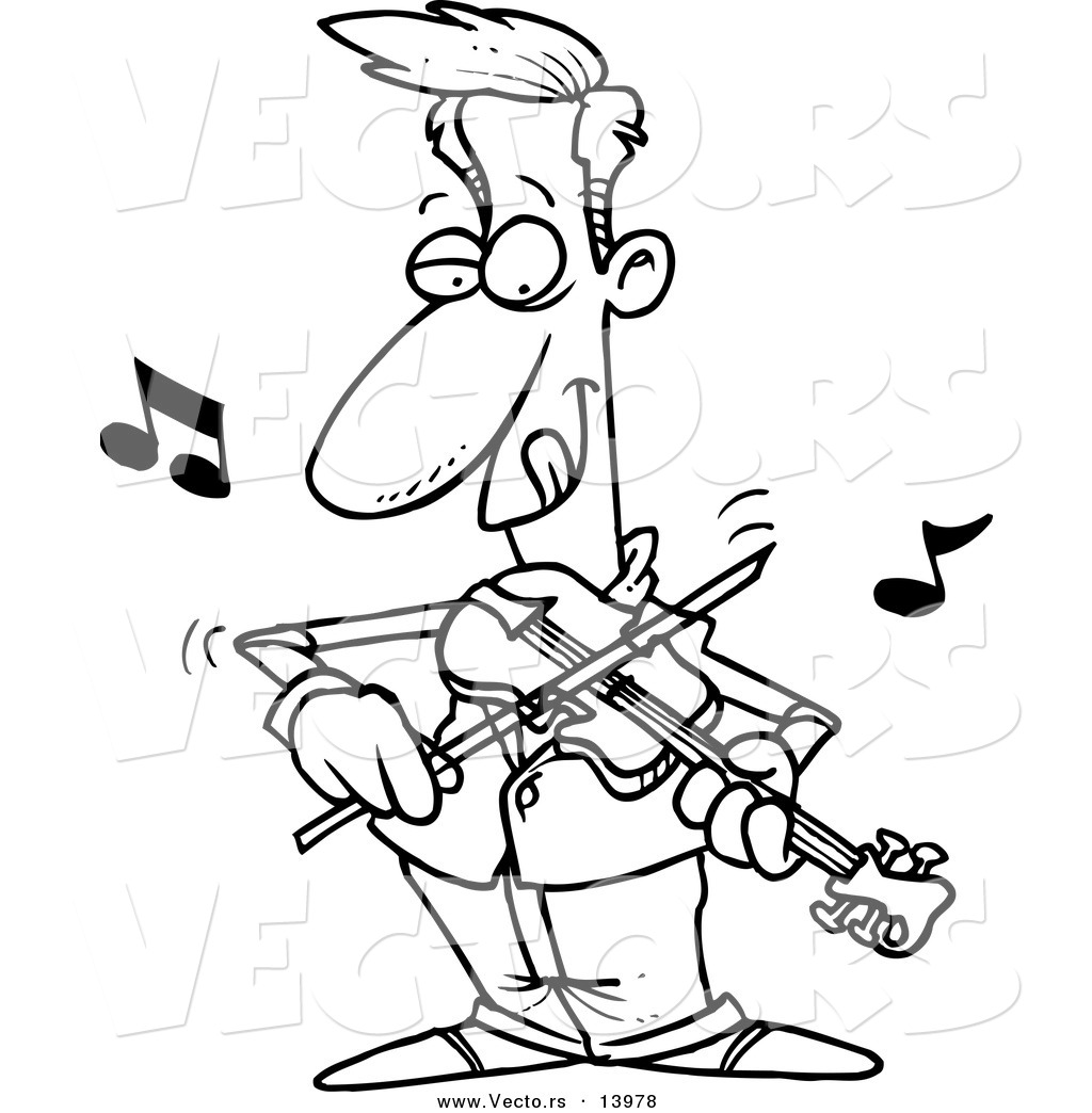 Vector of a Cartoon Man Standing and Playing a Violin ...