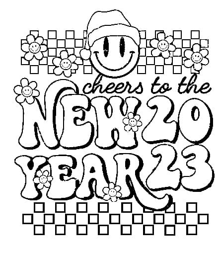 Cheers to the New Year 2023 Coloring Page - Free Printable Coloring Pages  for Kids