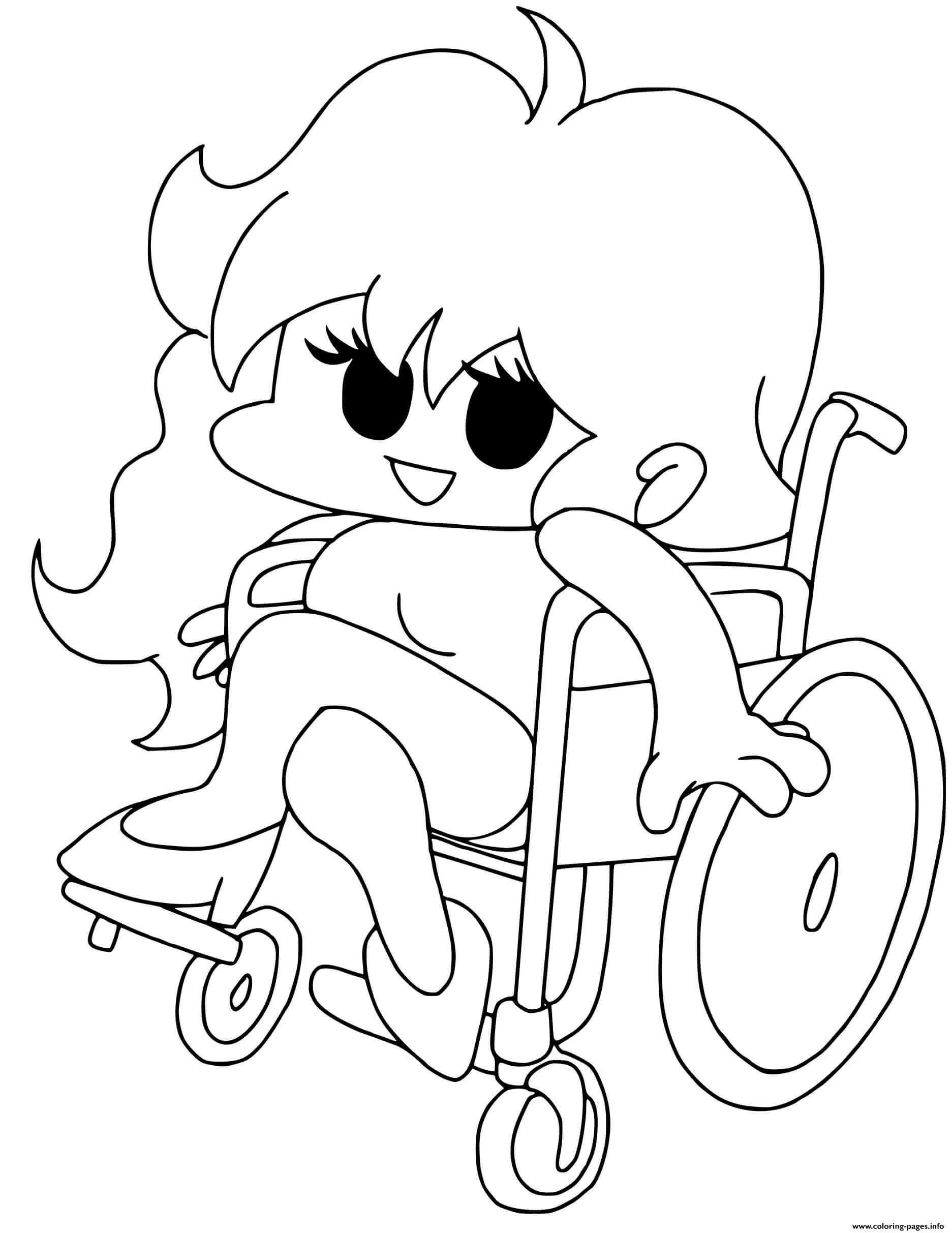 Girlfirend On Wheelchair Friday Night Funkin Coloring page Printable