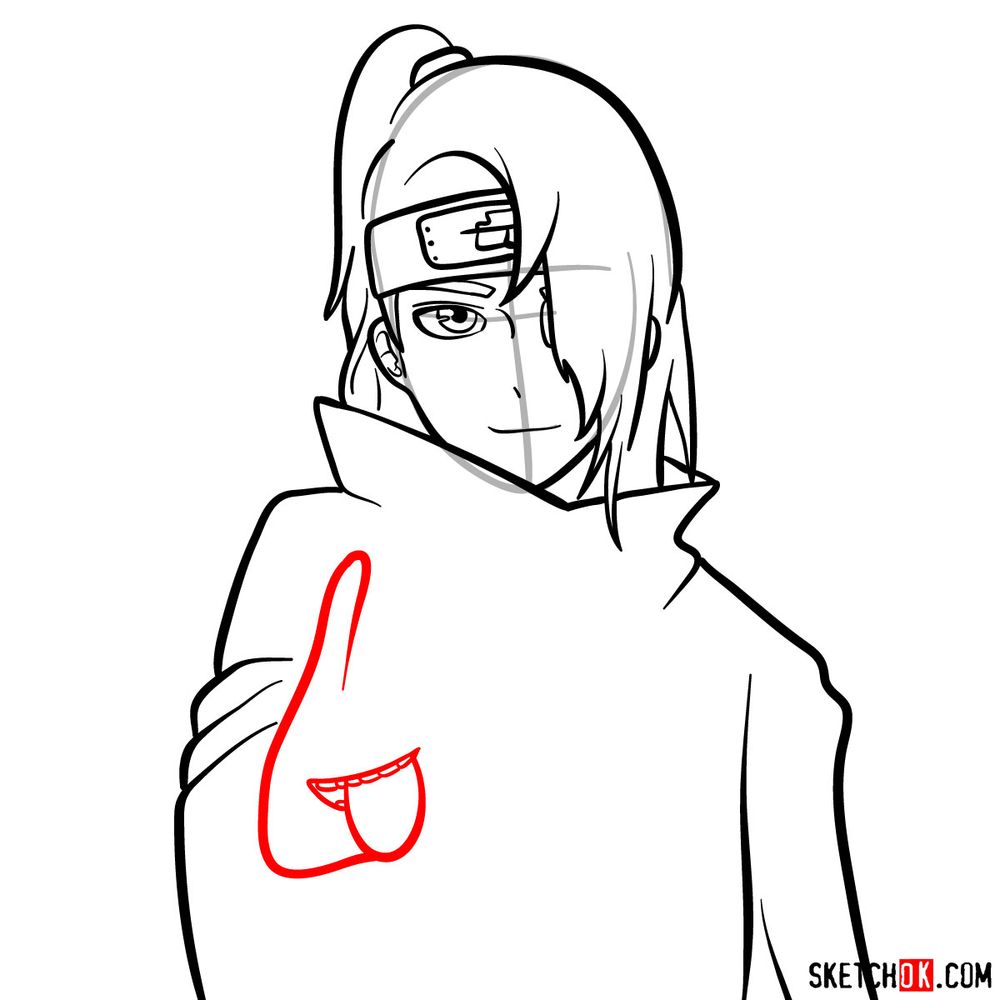 How to draw Deidara's face - Naruto anime - Sketchok easy drawing guides