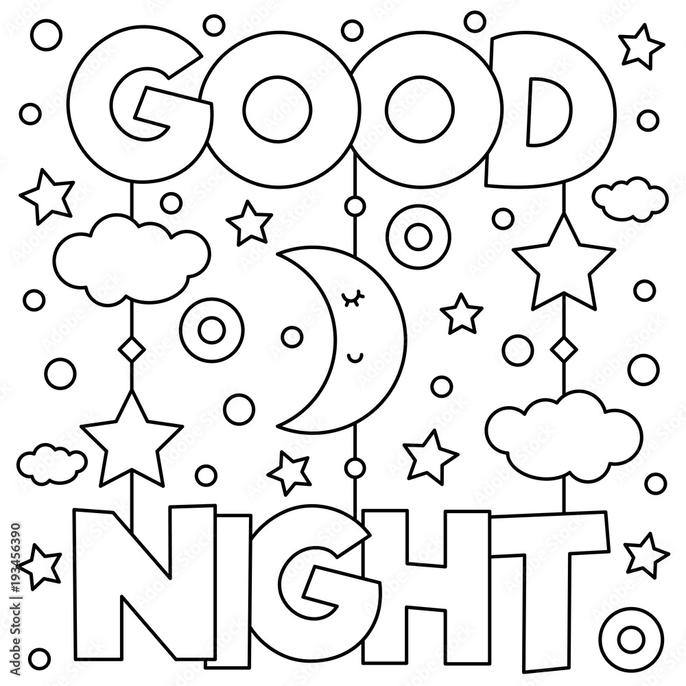 Good Night. Coloring page. Vector ...