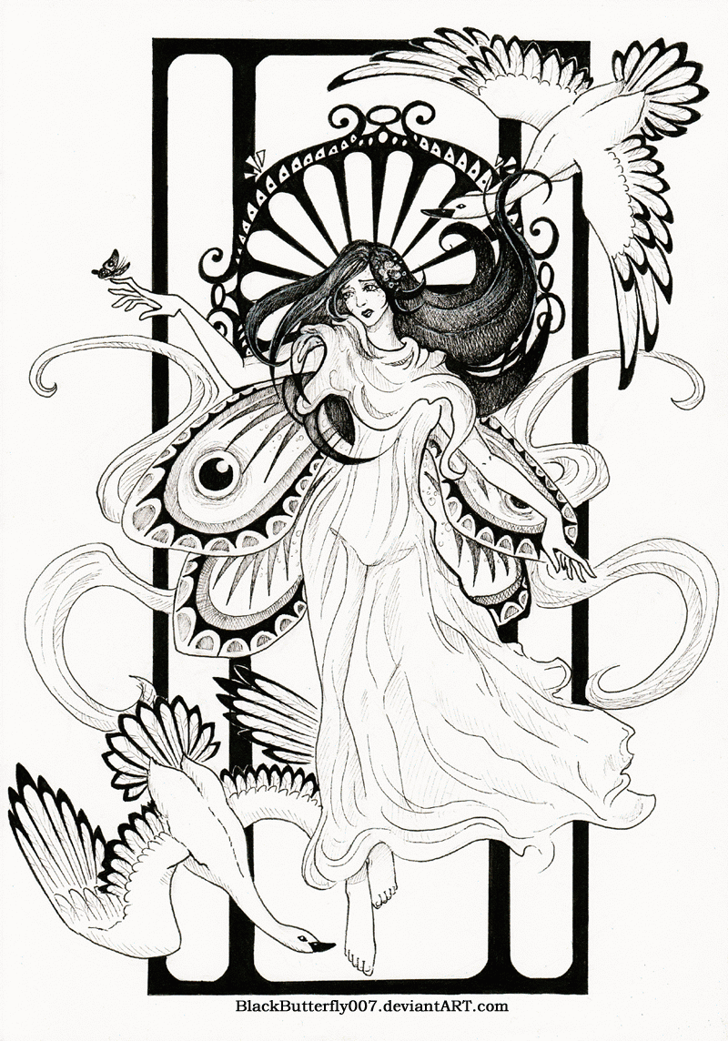 Art Nouveau Coloring Pages Sketch Coloring Page