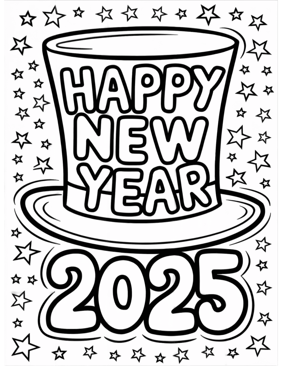 Happy New Year 2025 Coloring Pages Coloring Nation