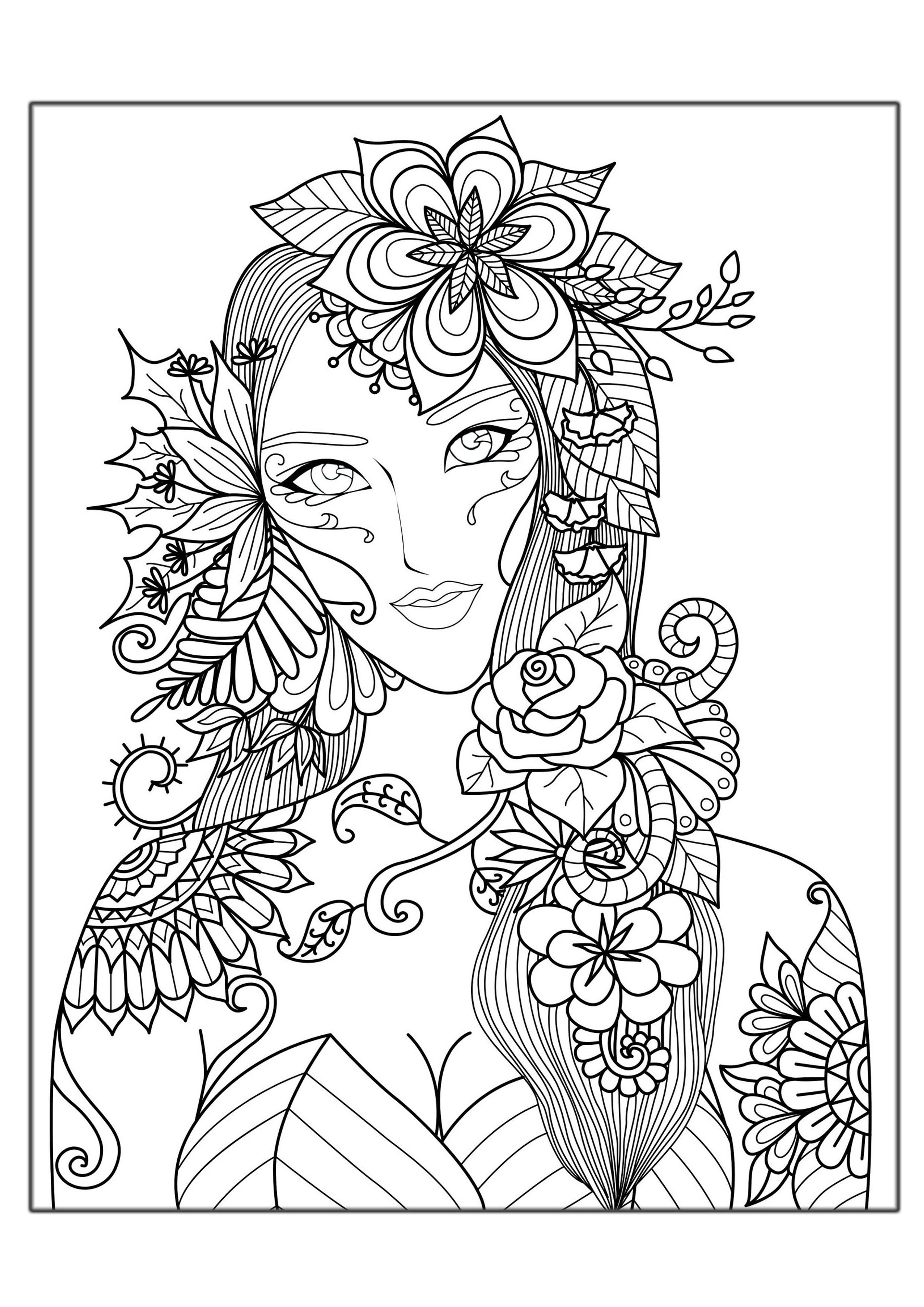 Flower Girl Coloring Pages - Hard Coloring Pages - Coloring Pages For Kids  And Adults