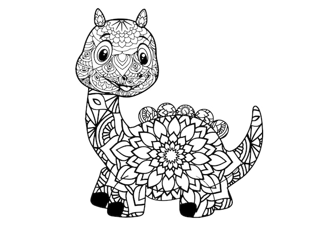 Premium Vector | Dinosaur mandala coloring pages for kids and adult premium  vector