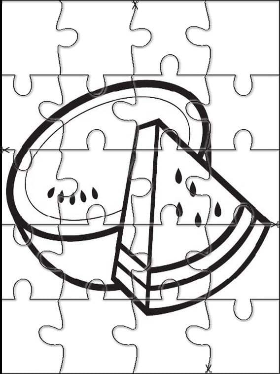 Watermelon Jigsaw Puzzle Coloring Page - Free Printable Coloring Pages for  Kids