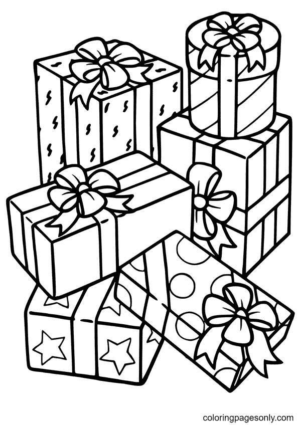 Pile Of Christmas Presents Coloring Pages - Christmas Gifts Coloring Pages  - Coloring Pages For Kids And Adults
