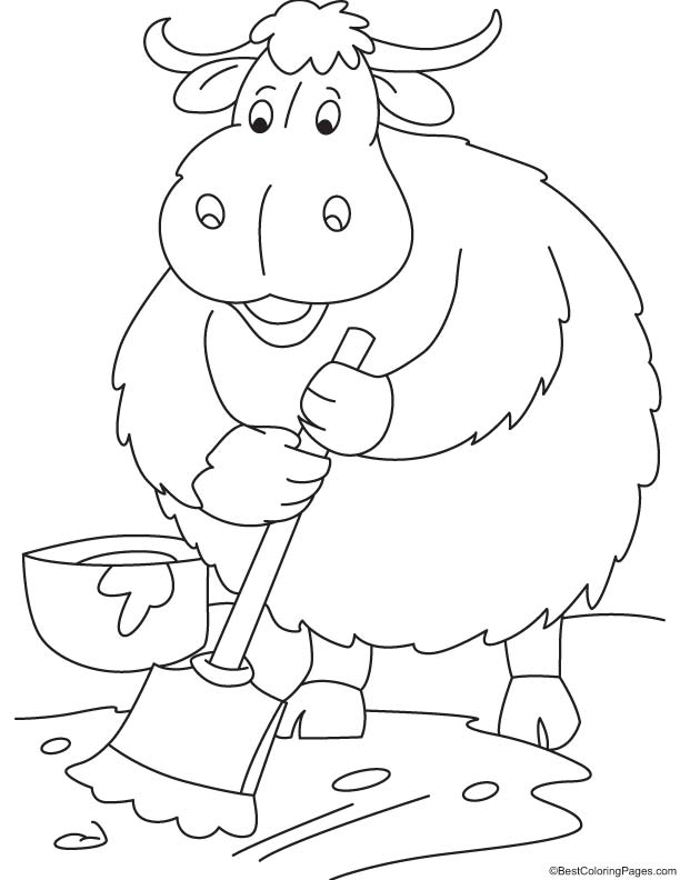 Yak digging coloring page | Download Free Yak digging coloring page for  kids | Best Coloring Pages