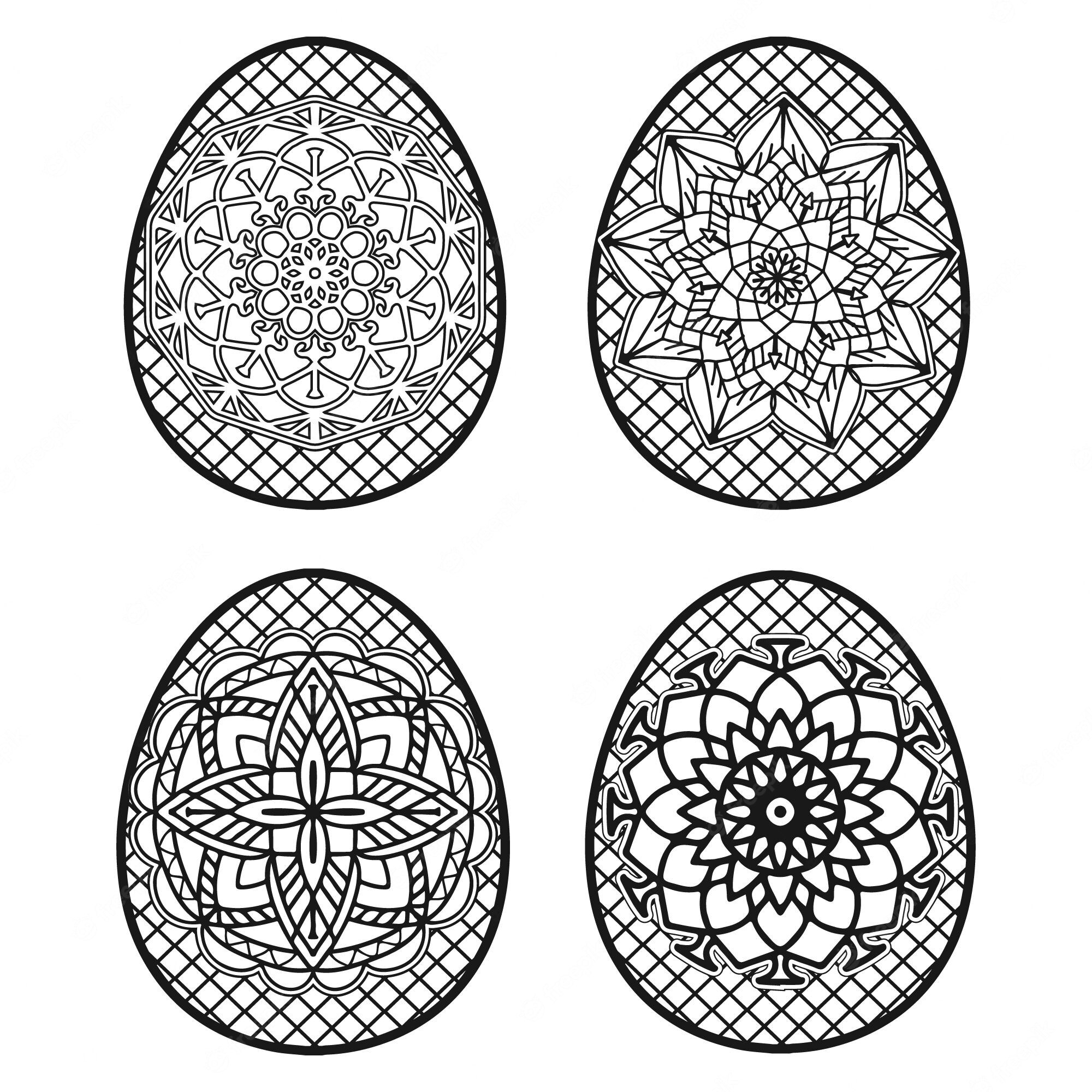 Premium Vector | Easter egg coloring pages for kids, adults, and girls.