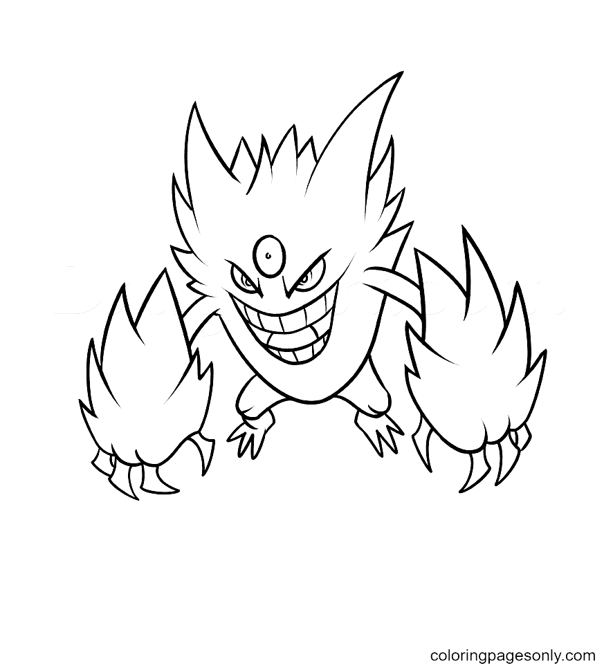 Mega Gengar Pokemon Characters Coloring Pages - Gengar Coloring Pages - Coloring  Pages For Kids And Adults