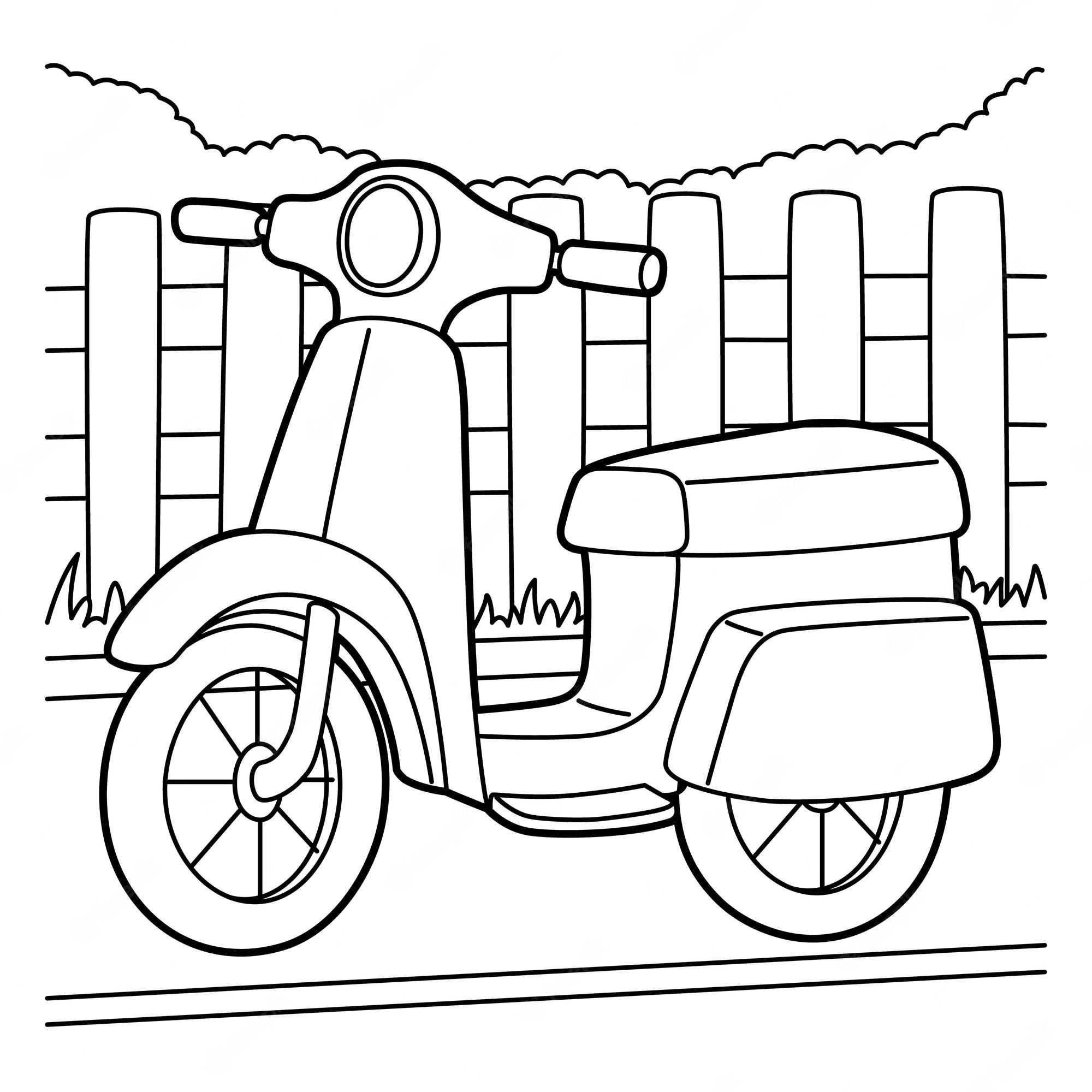 Premium Vector | Scooter coloring page