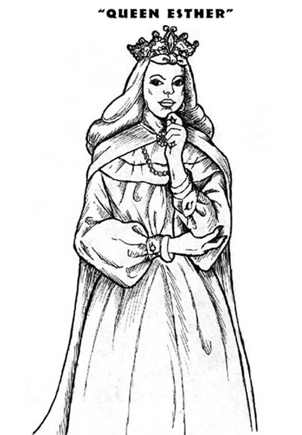 Jewish Queen Esther of a Persian King Ahasuerus Coloring Page ...