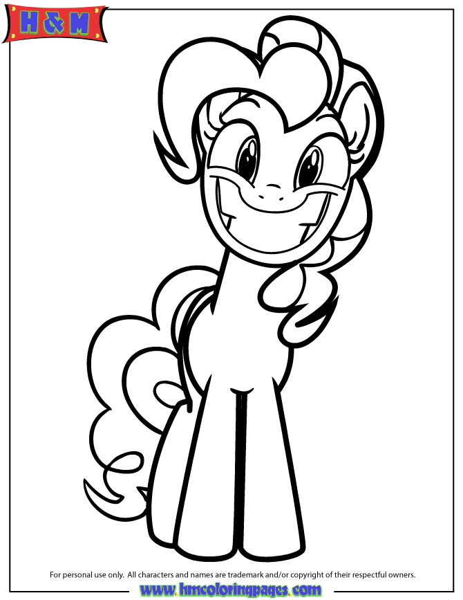 Pinkie Pie Pony Smiling Big Coloring Page | H & M Coloring Pages