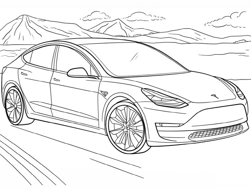 colouring page Tesla Model S ...