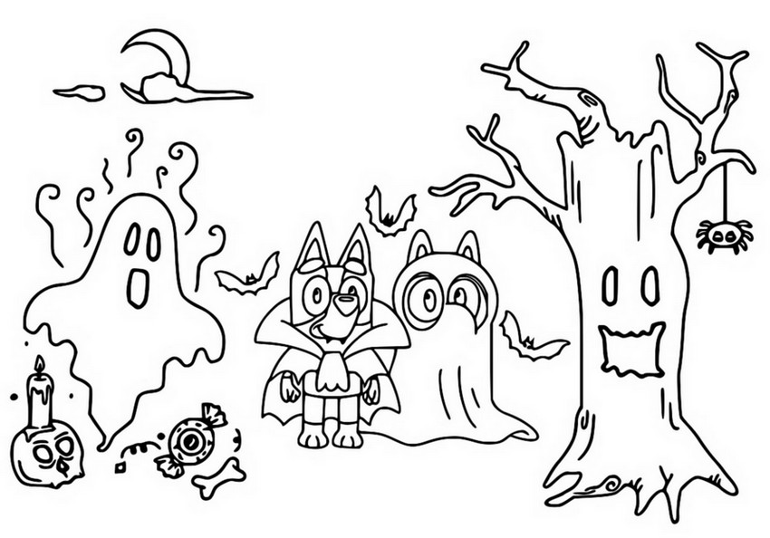 Coloring page Bluey : Halloween - Trick or treat 12