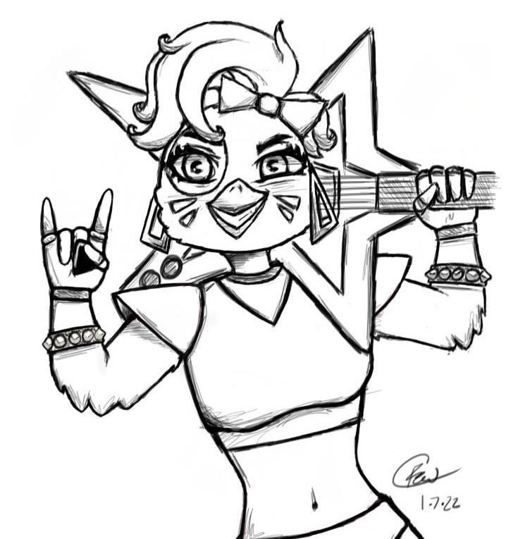 Glamrock Chica Sketch (with old trailer guitar) : r/fivenightsatfreddys