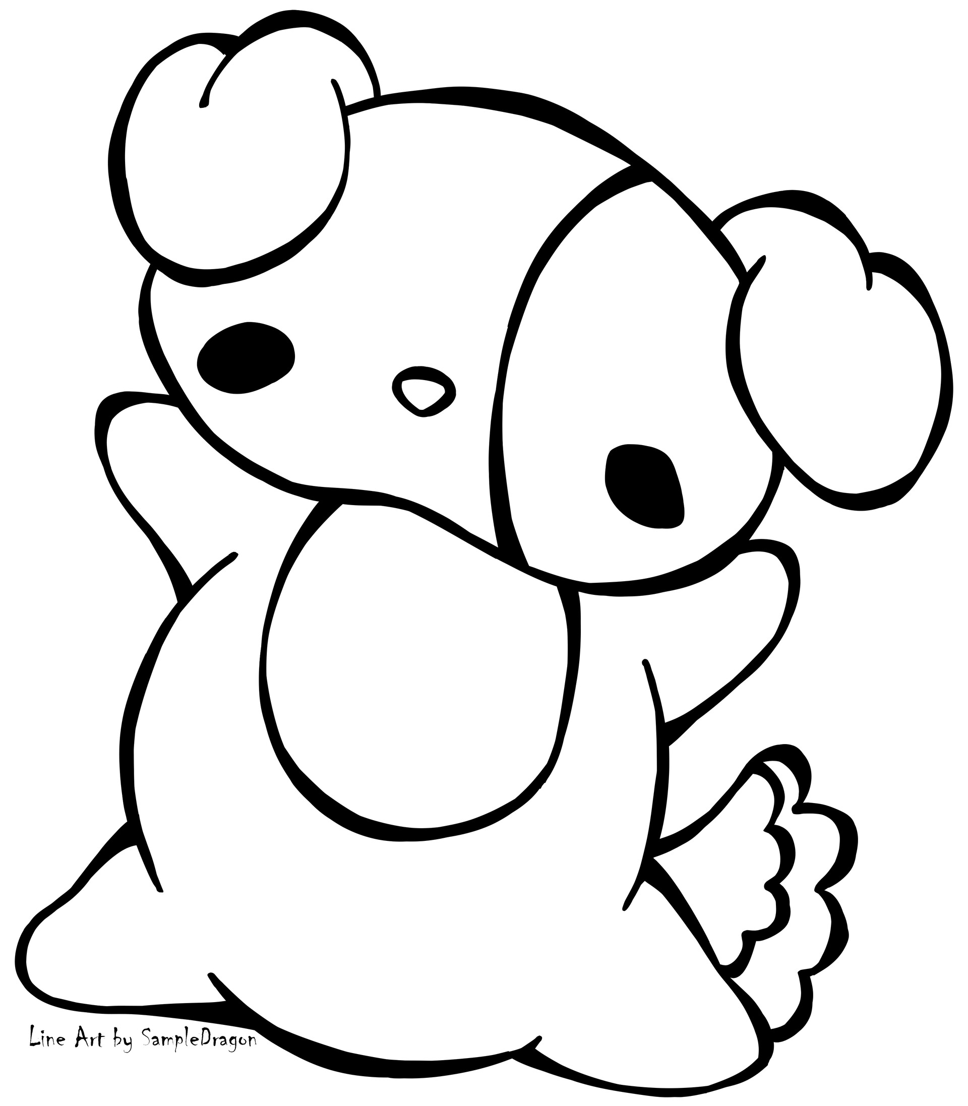 Happy Plush Dog Coloring Page Free2Use