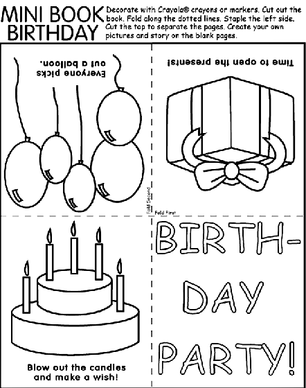 Birthday Party Mini-Book Coloring Page | crayola.com