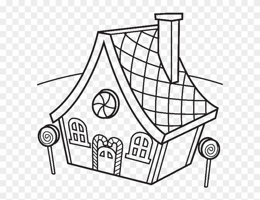 Gingerbread House To Color Pic - Lollipops Coloring Pages - Free  Transparent PNG Clipart Images Download