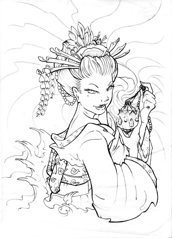 Pin on Geisha Coloring Page