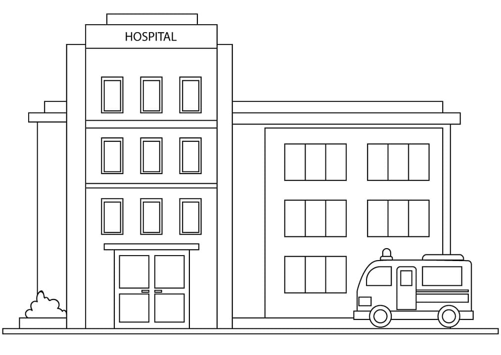 Hospital Building Coloring Page - Free Printable Coloring Pages for Kids