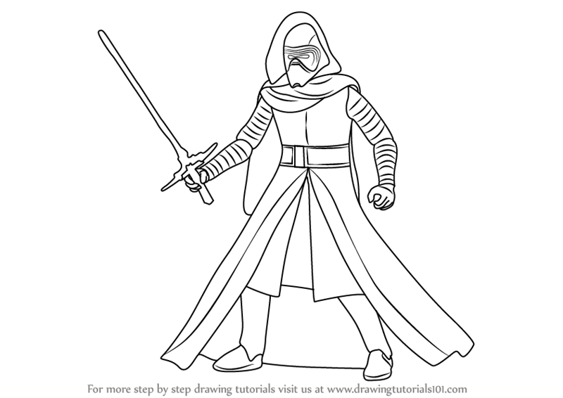 How to Draw Kylo Ren from Star Wars - DrawingTutorials101 ...