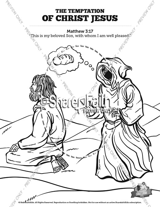 ShareFaith Media » Matthew 4 Jesus Tempted Sunday School Coloring Pages – ShareFaith Media
