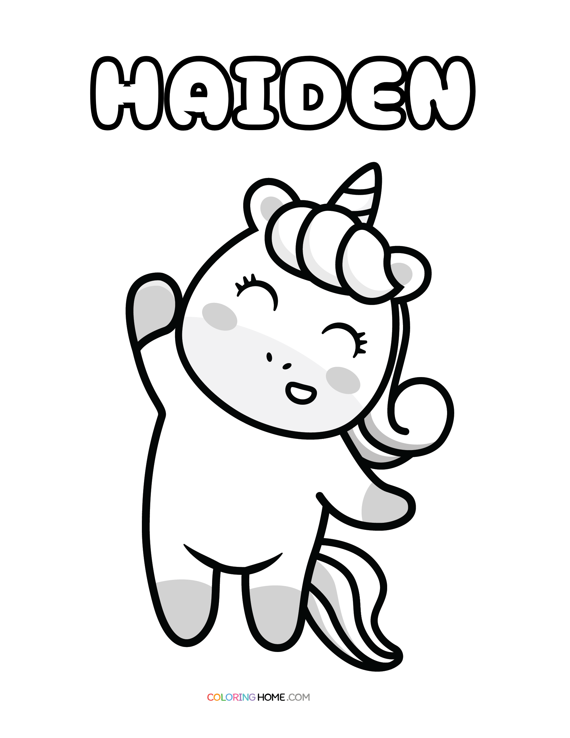 Haiden unicorn coloring page