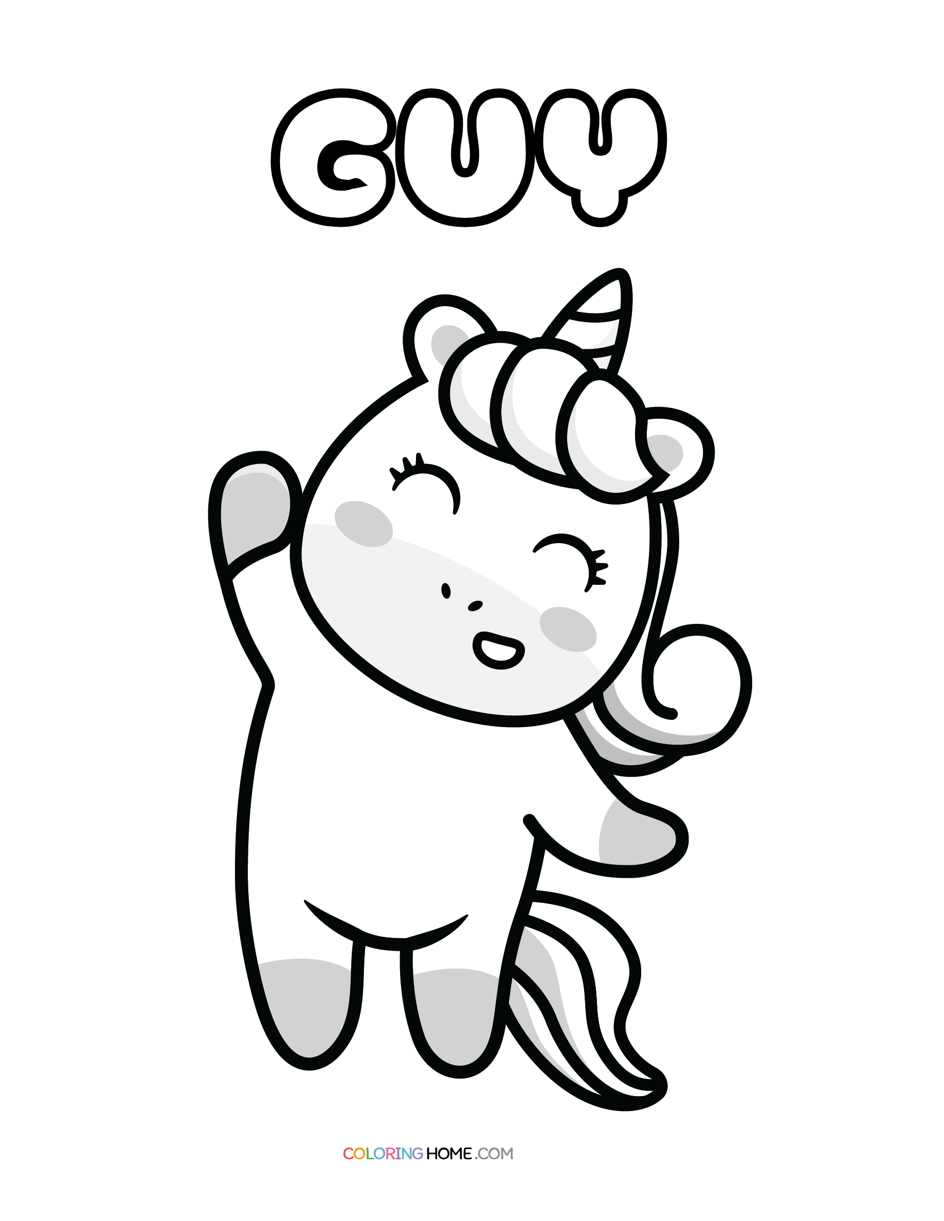 Guy unicorn coloring page
