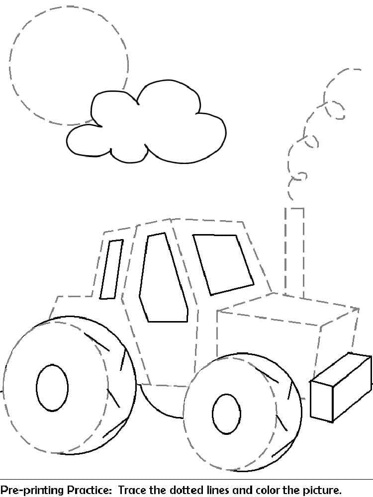 Tractor Tracing Coloring Page - Free Printable Coloring Pages for Kids