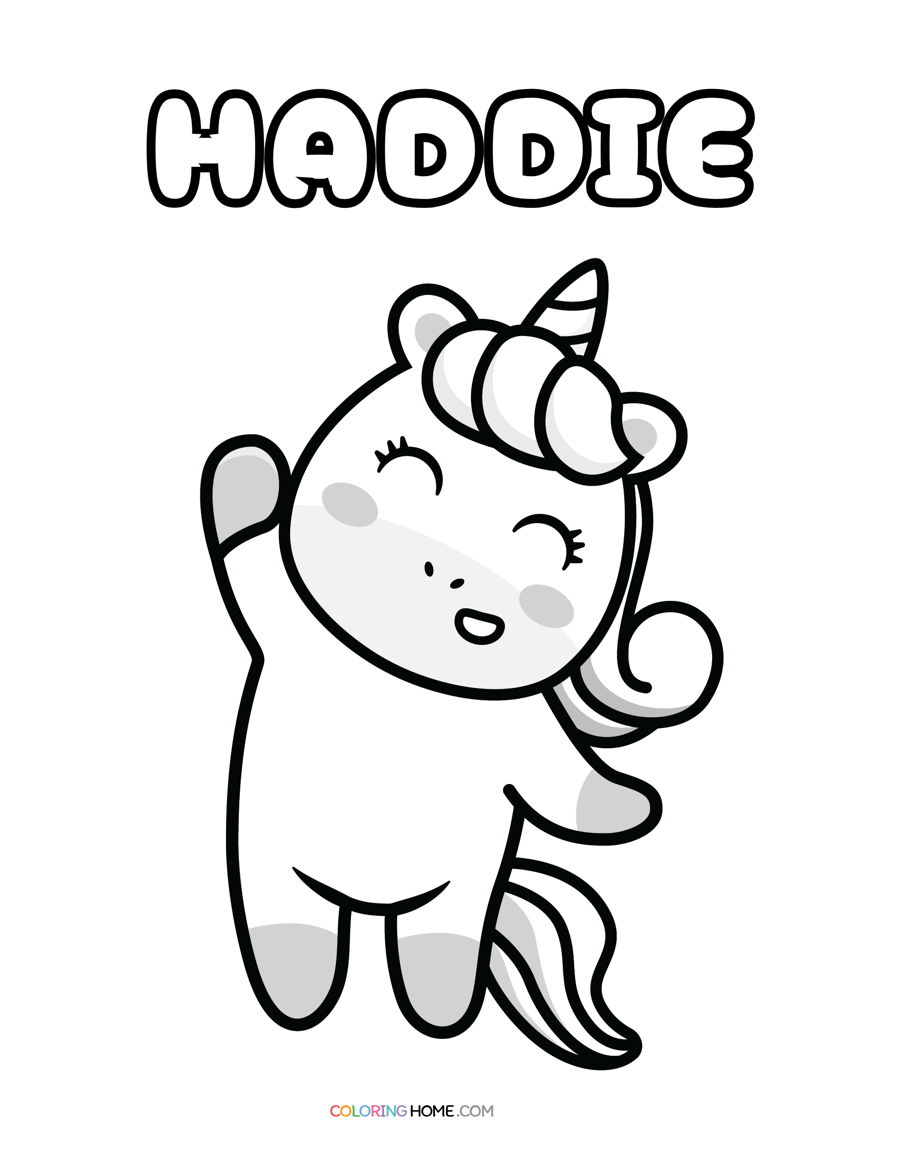 Haddie unicorn coloring page