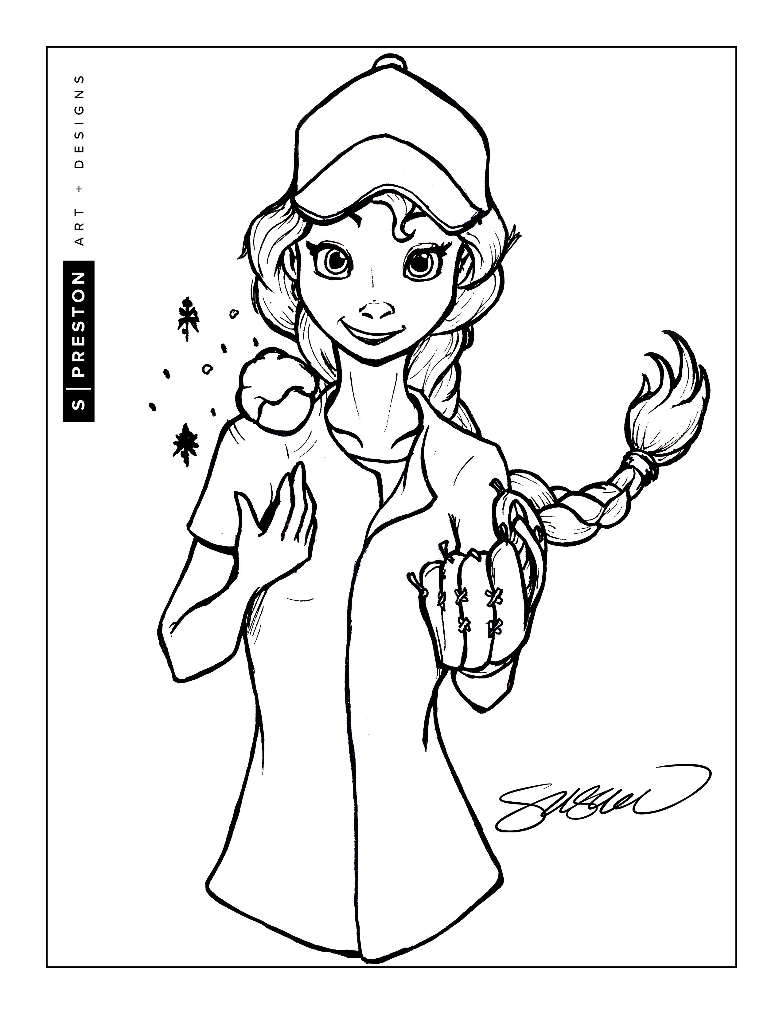 FREE Ballpark Princess Coloring Sheets by S. Preston – S. Preston Art +  Designs