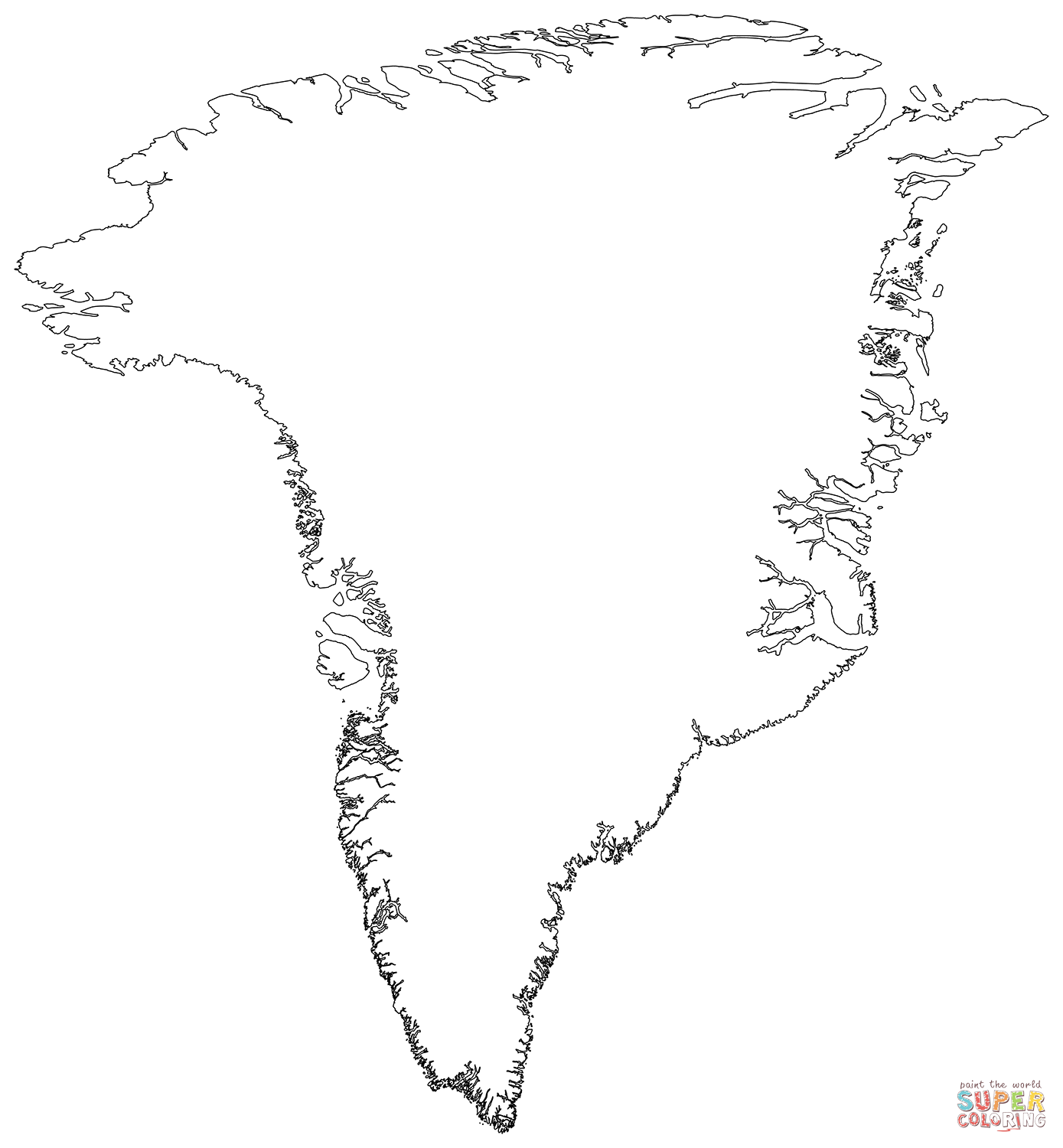 Outline Map of Greenland coloring page | Free Printable Coloring Pages