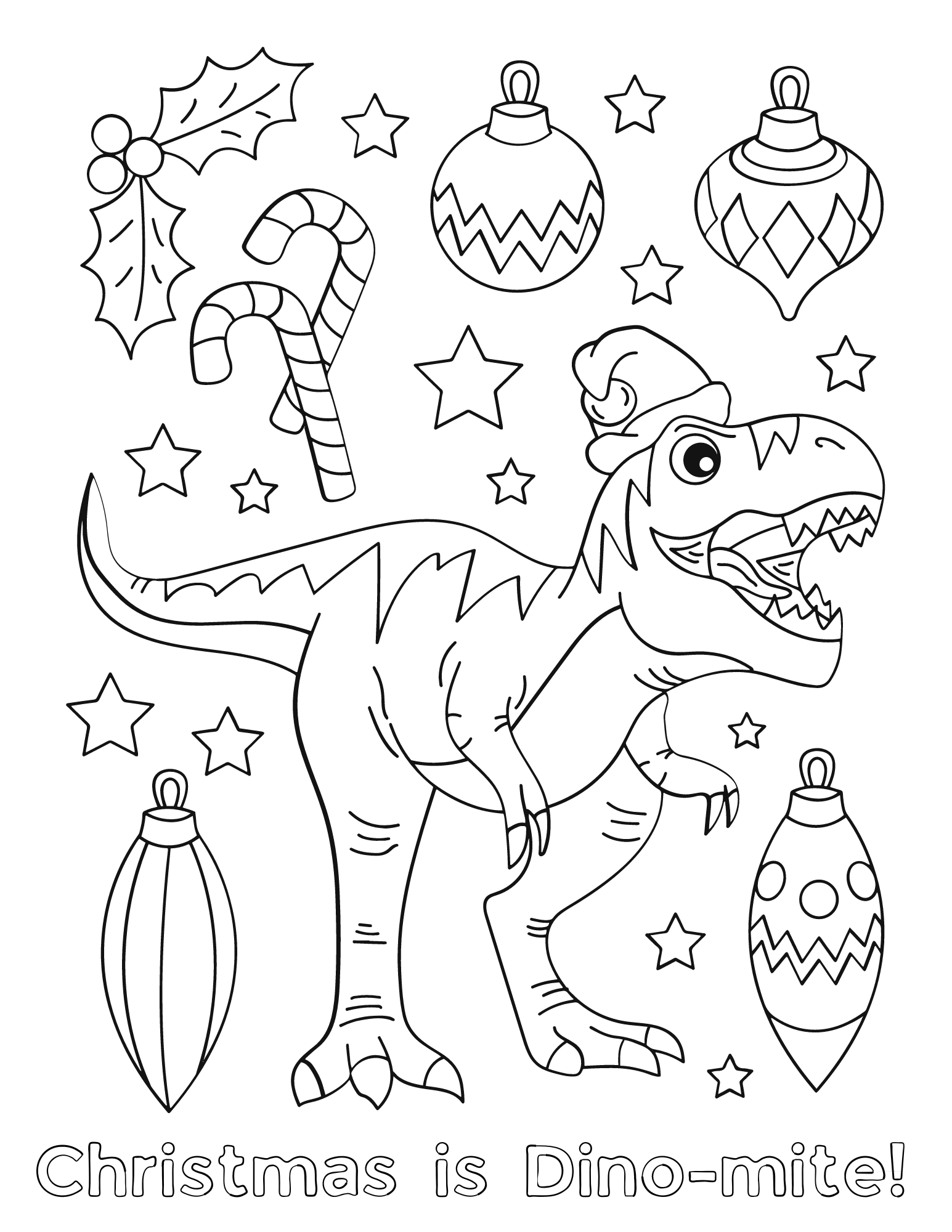 Dino-mite Dinosaur Christmas Coloring ...