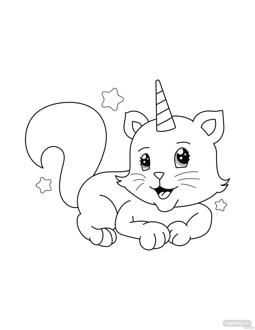 Free Unicorn Cat Coloring Page - EPS, Illustrator, JPG, PNG, PDF, SVG |  Template.net