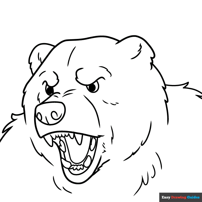 Bear Face Coloring Page | Easy Drawing Guides