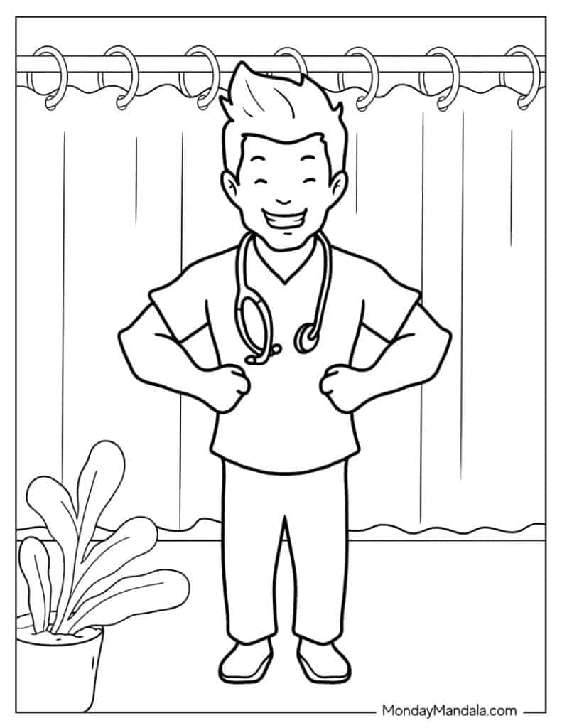 22 Doctor & Nurse Coloring Pages (Free PDF Printables)