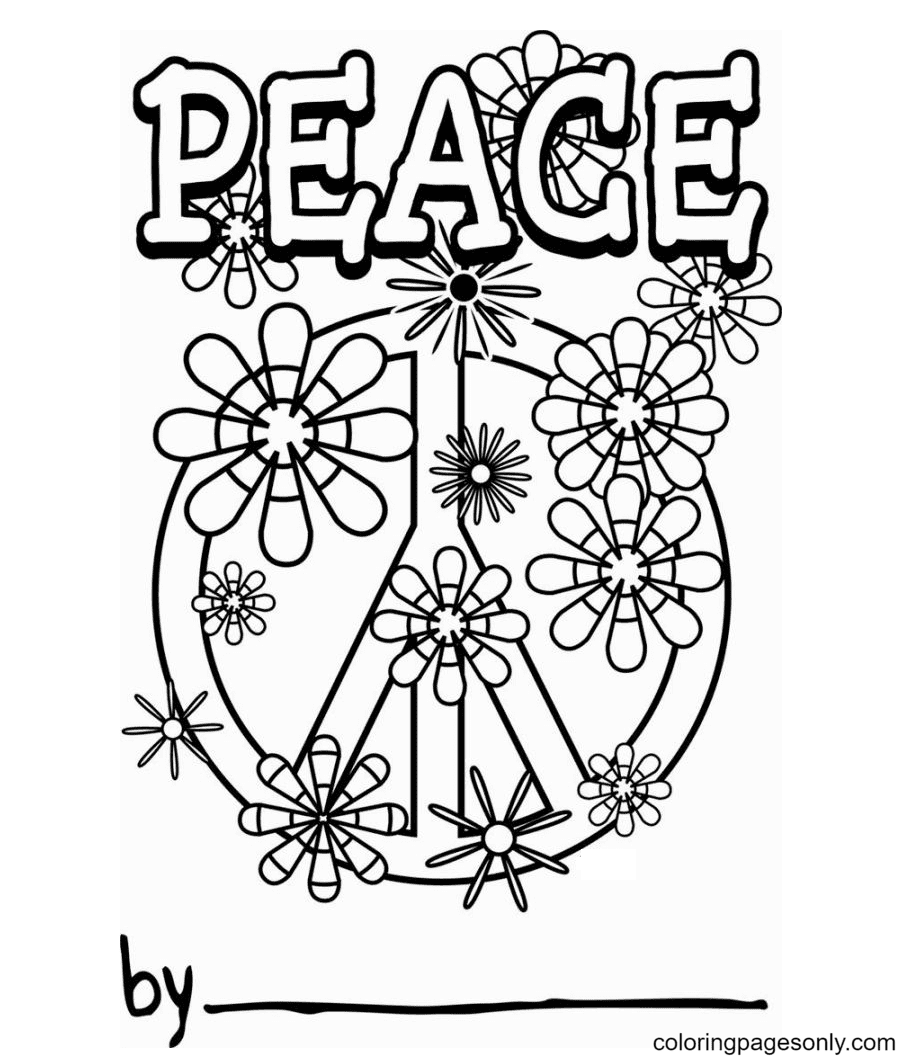 Love Peace Sign Coloring Pages - International Day of Peace Coloring Pages  - Coloring Pages For Kids And Adults