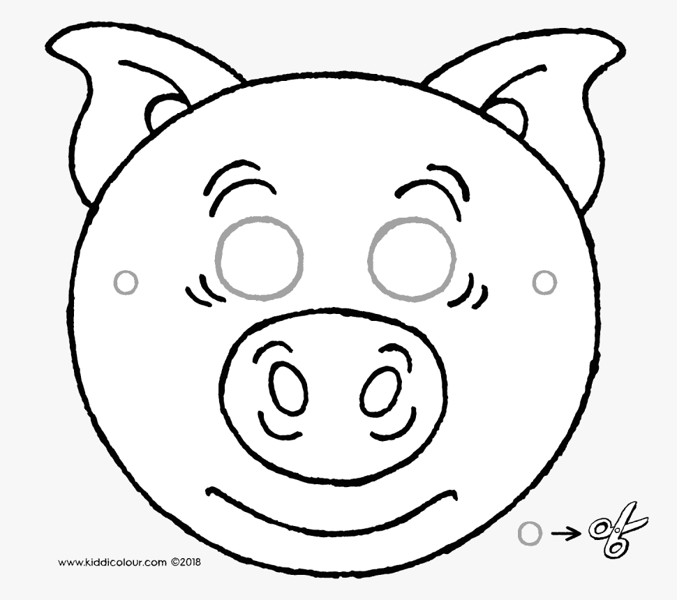 Pig Mask Colouring Page Drawing Picture 01h - Cartoon, HD Png Download ,  Transparent Png Image - PNGitem