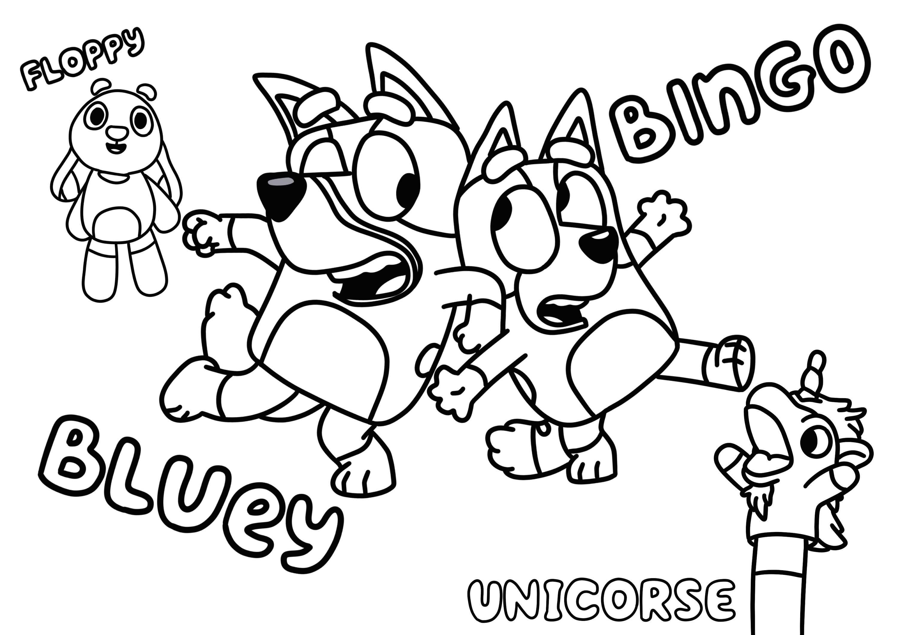 Bluey and Bingo Colouring Page - Etsy